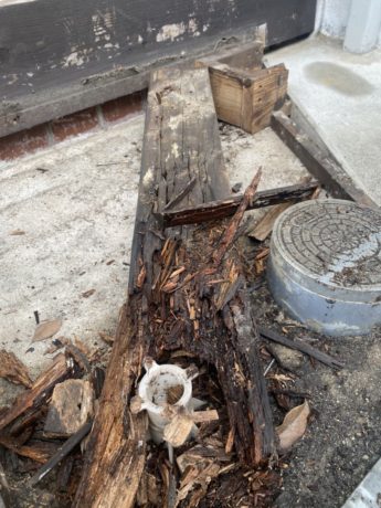 着工中　ウッドデッキ木材　修繕　腐食